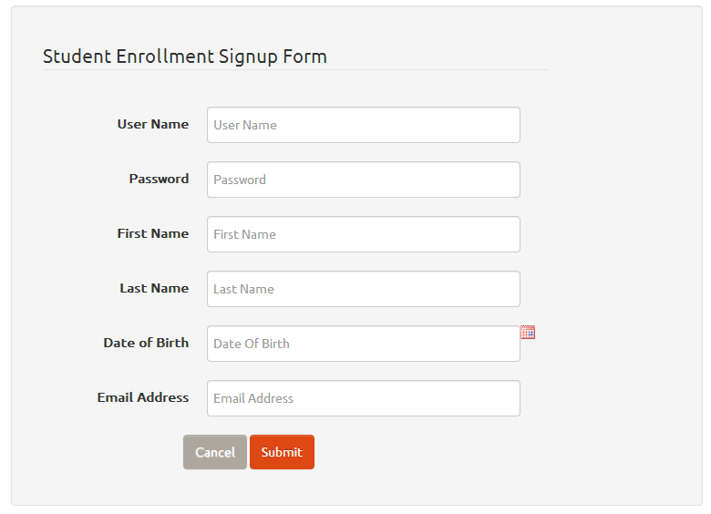 Struts Signup Layout